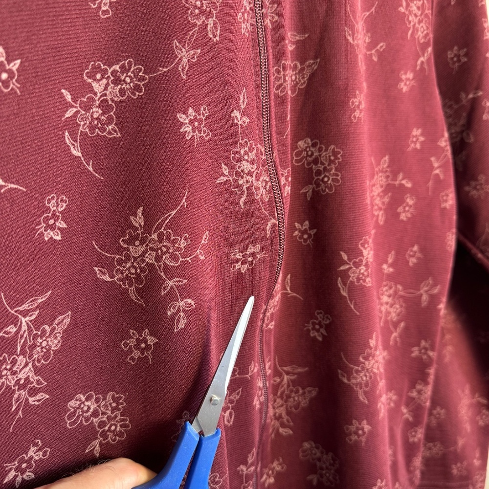 Higher State Women's Vintage Long‎ Sleeve Floral Zip Up Shacket Burgundy/Wine M - Picture 2 of 14